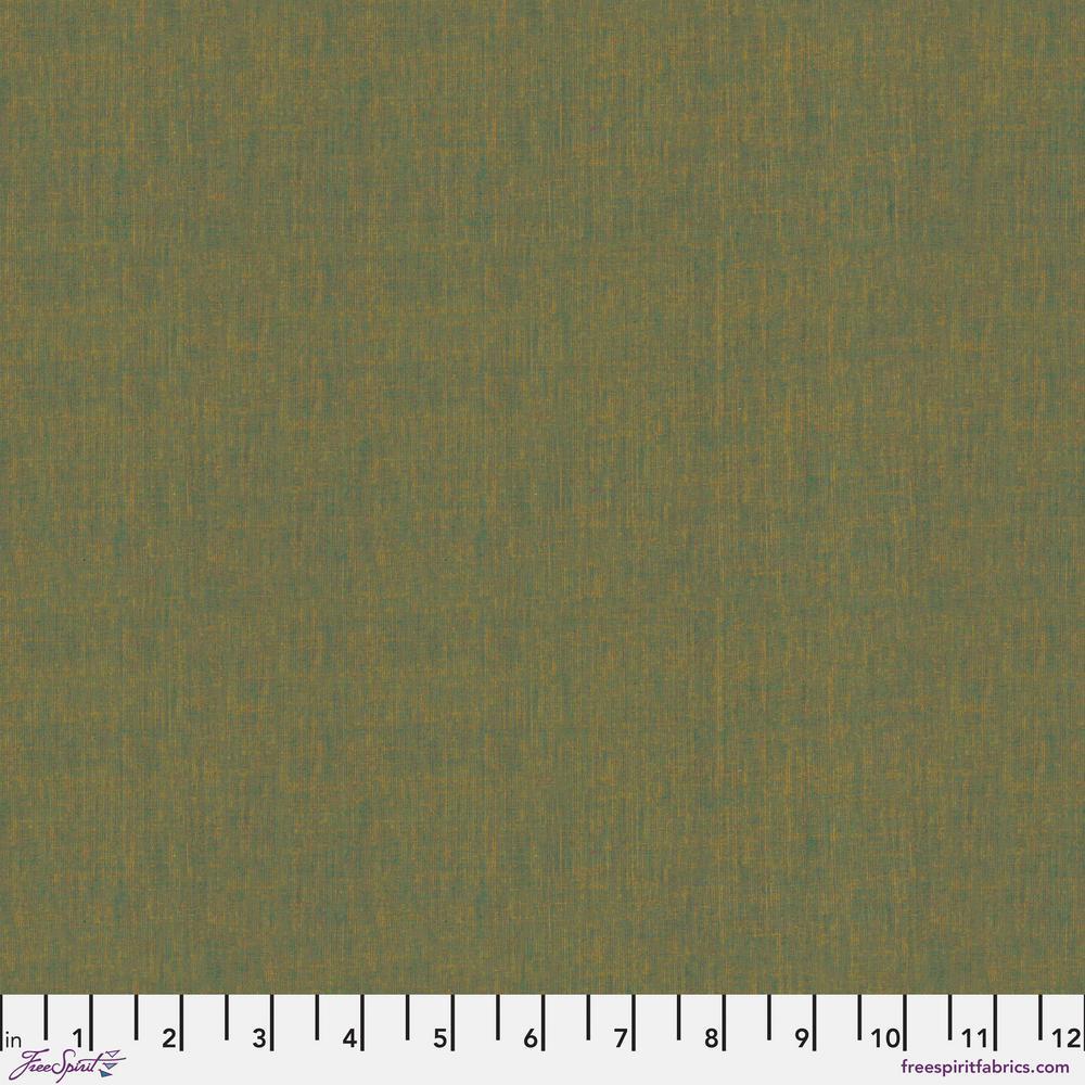 The image is a close-up of a fabric with a greenish-brown color, and it is not possible to provide a detailed description of the fabric without knowing the specific details of the image.