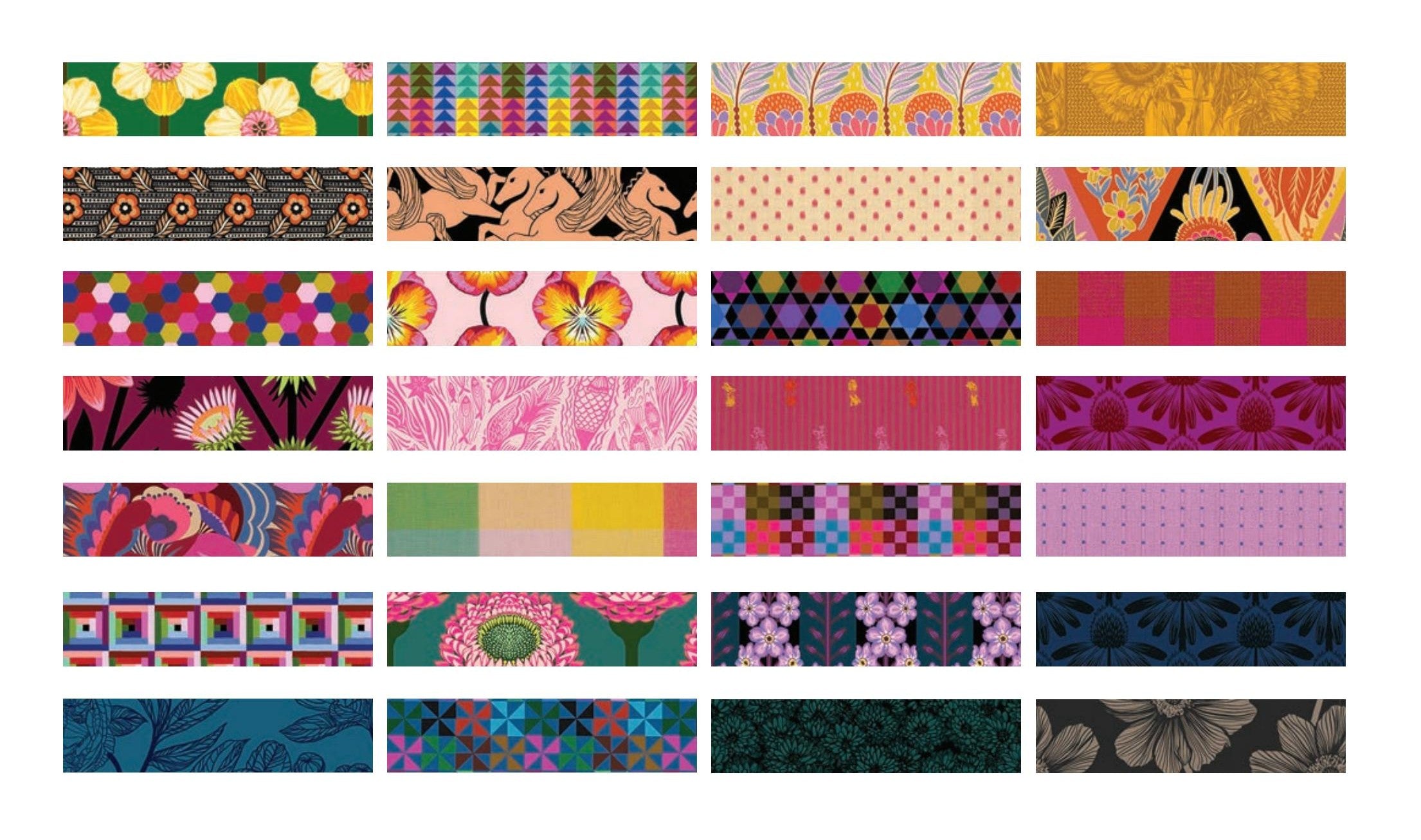 a collection of 16 different patterns and designs, each with its own unique color scheme and style. The patterns include floral designs, geometric shapes, and abstract motifs, showcasing a diverse range of artistic elements.