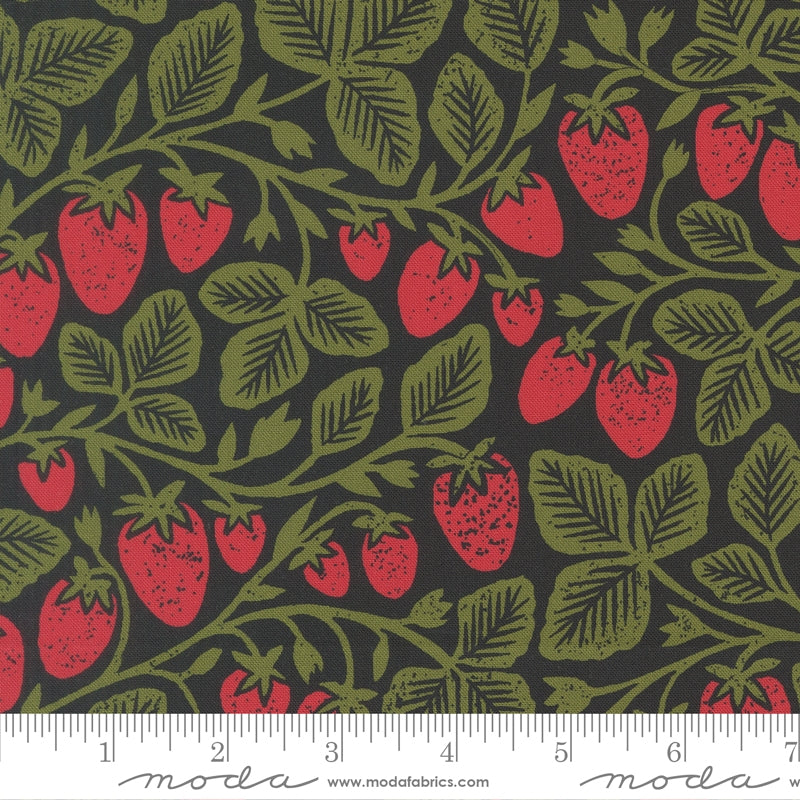 Strawberry Fabric – Midnight | Garden Series by Katharine Watson