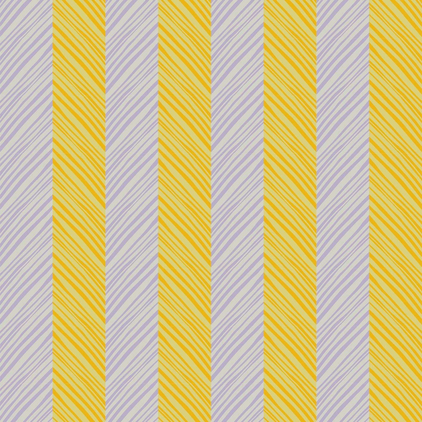 a repeating pattern of diagonal stripes in various shades of yellow and purple.