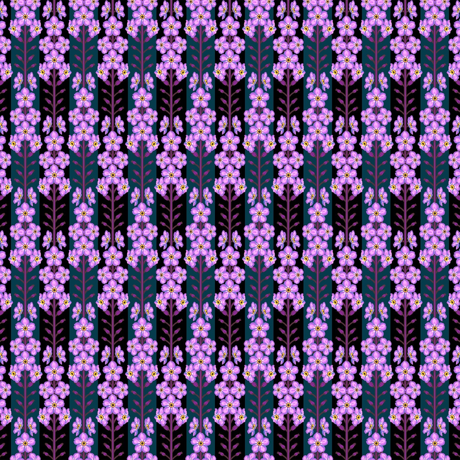 a purple flower pattern on a black background