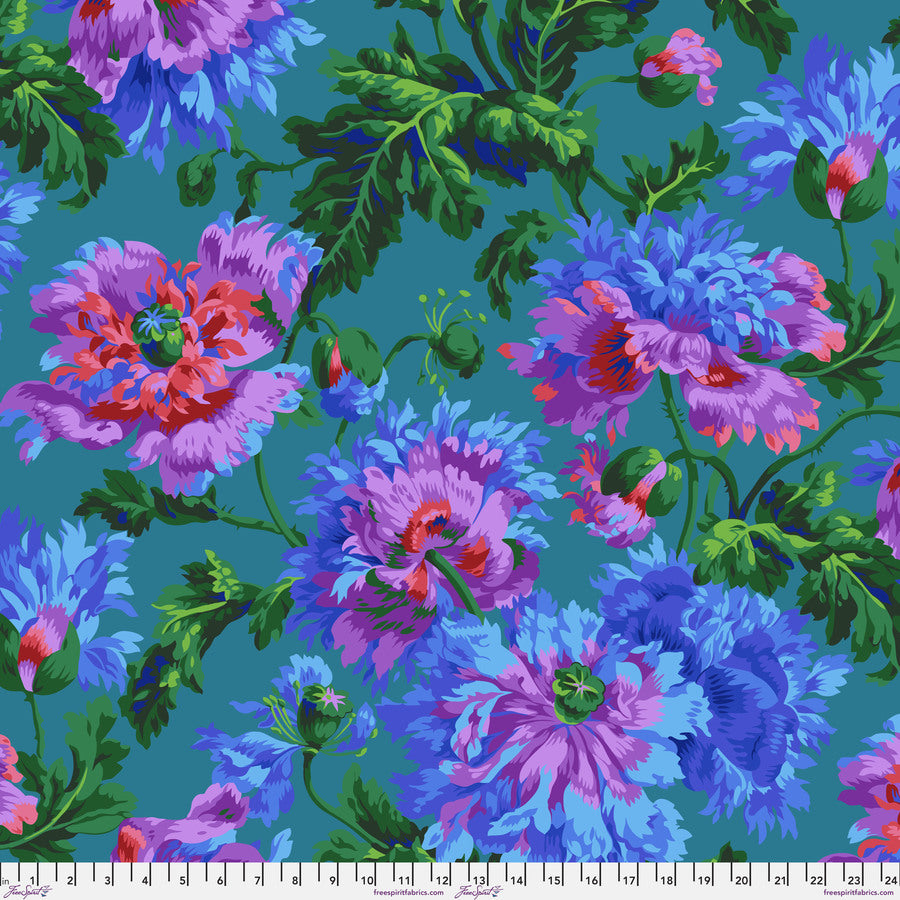 GARDEN PARTY, PWPJ020-BLUE, Kaffe Fassett Fabric, Philip Jacobs, Quilting Fabric, Free Spirit Fabrics, Cotton Fabric By The Yard