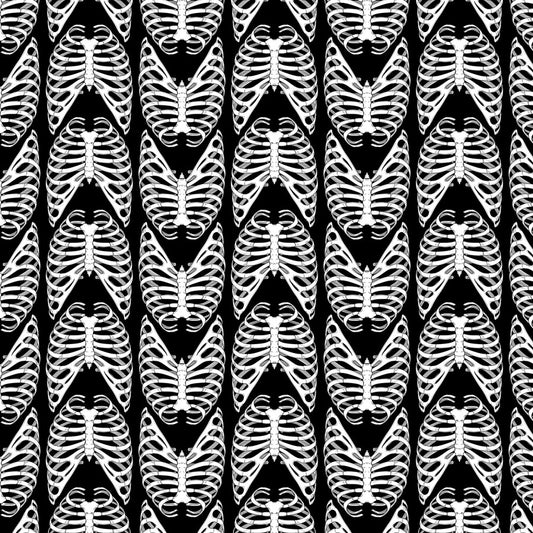 Rachel Hauer Rib Bones Fabric - PWRH035.Black, Scaredy Cat Collection