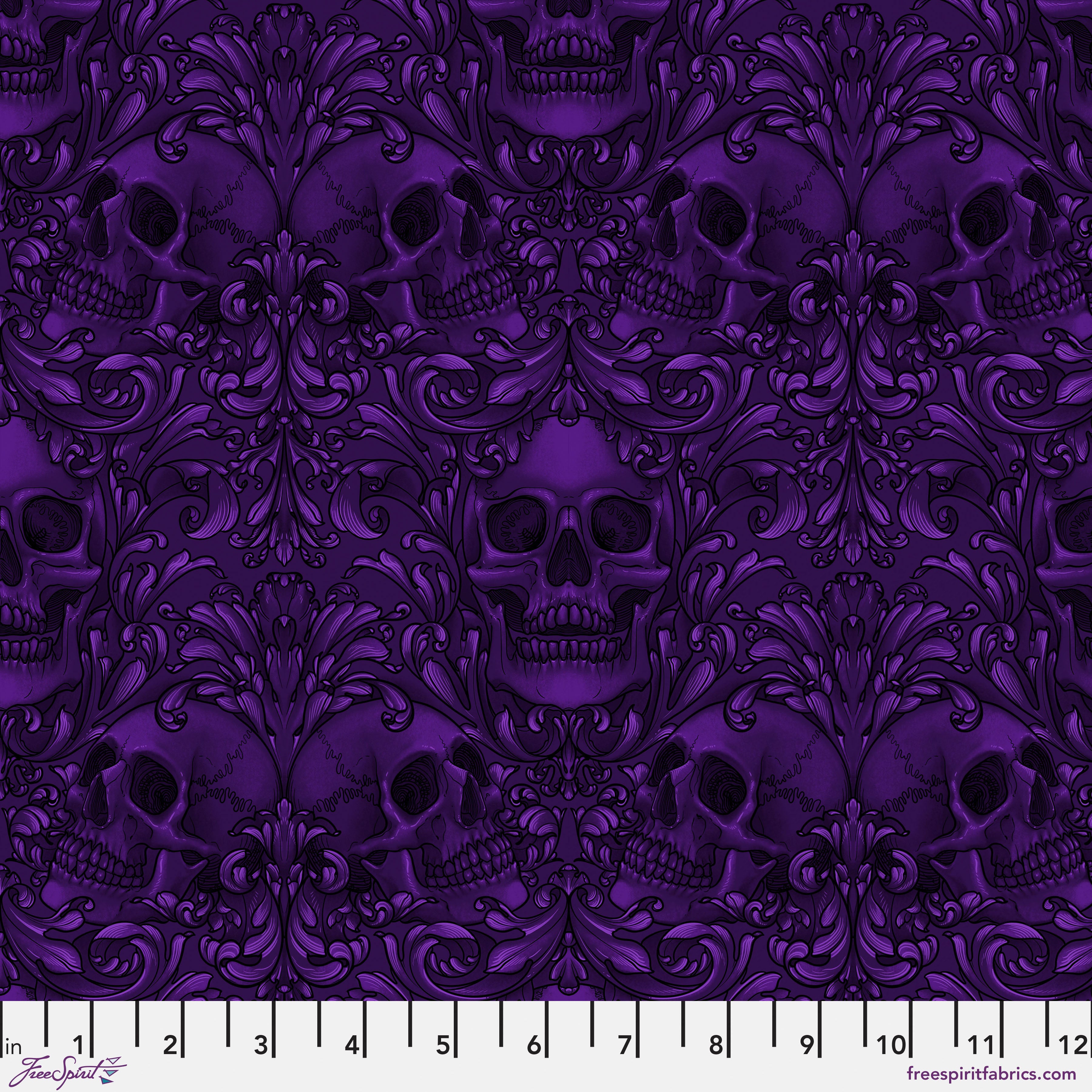 Skull Damask - Purple