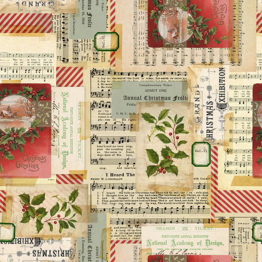 Holiday Collage, Holidays Past Fabric by Tim Holtz – PWTH195.Multi