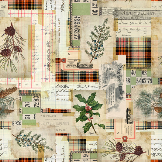 Woodland Collage, Holidays Past Fabric – Tim Holtz PWTH197.Multi