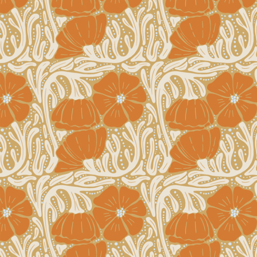 Poppy Patch Autumn, COH18902, Art Gallery Fabrics, COYOTE HILL, Katie O'Shea, Fabric By the Yard