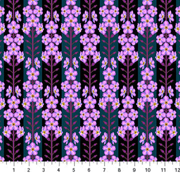 a purple flower pattern on a black background