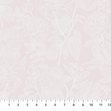 a repeating pattern of white floral designs on a light pink background.