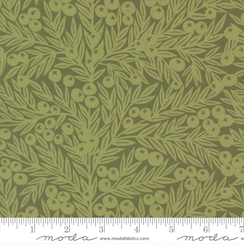 a repeating pattern of green leaves and berries, creating a visually appealing and intricate design.
