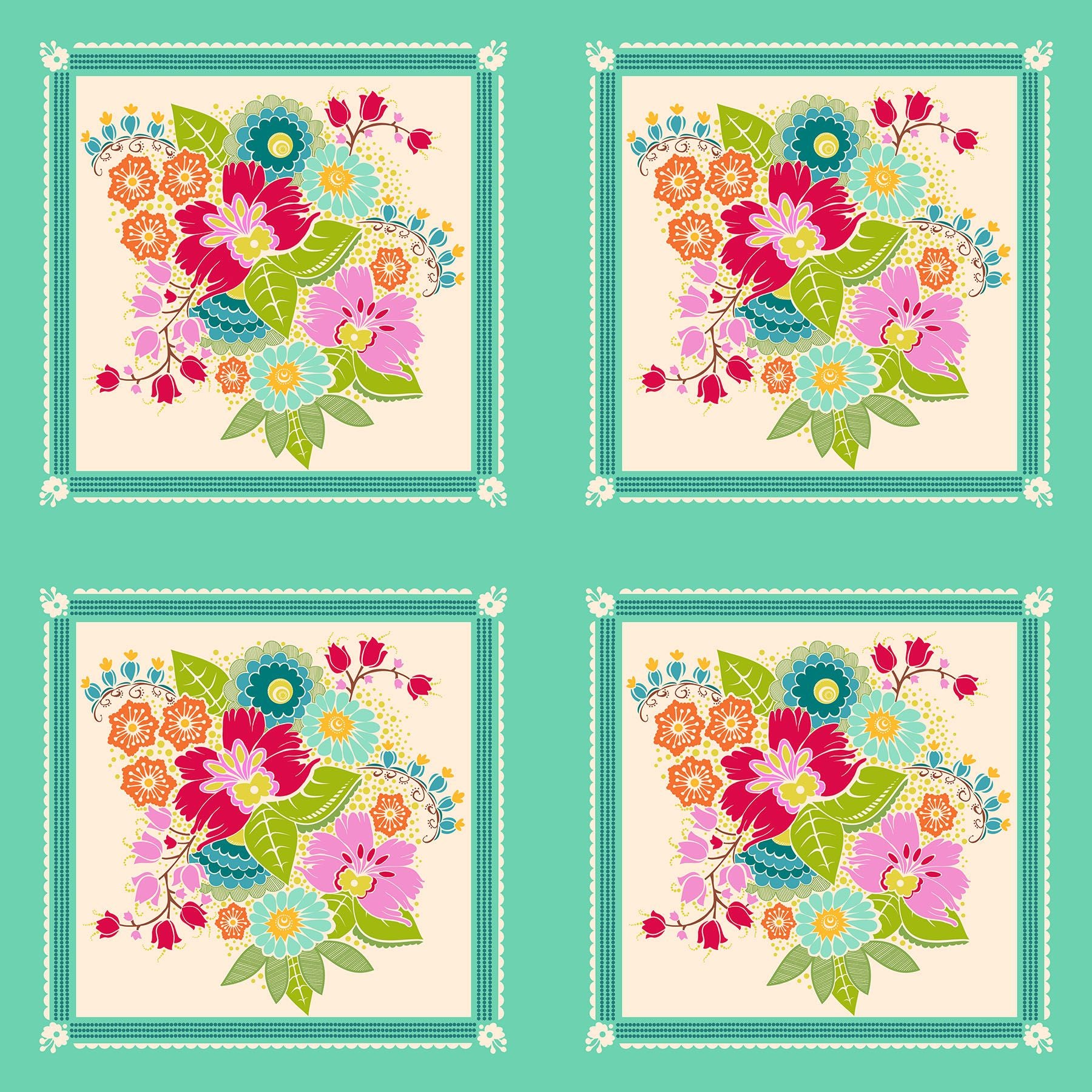 four square pictures with flowers on them