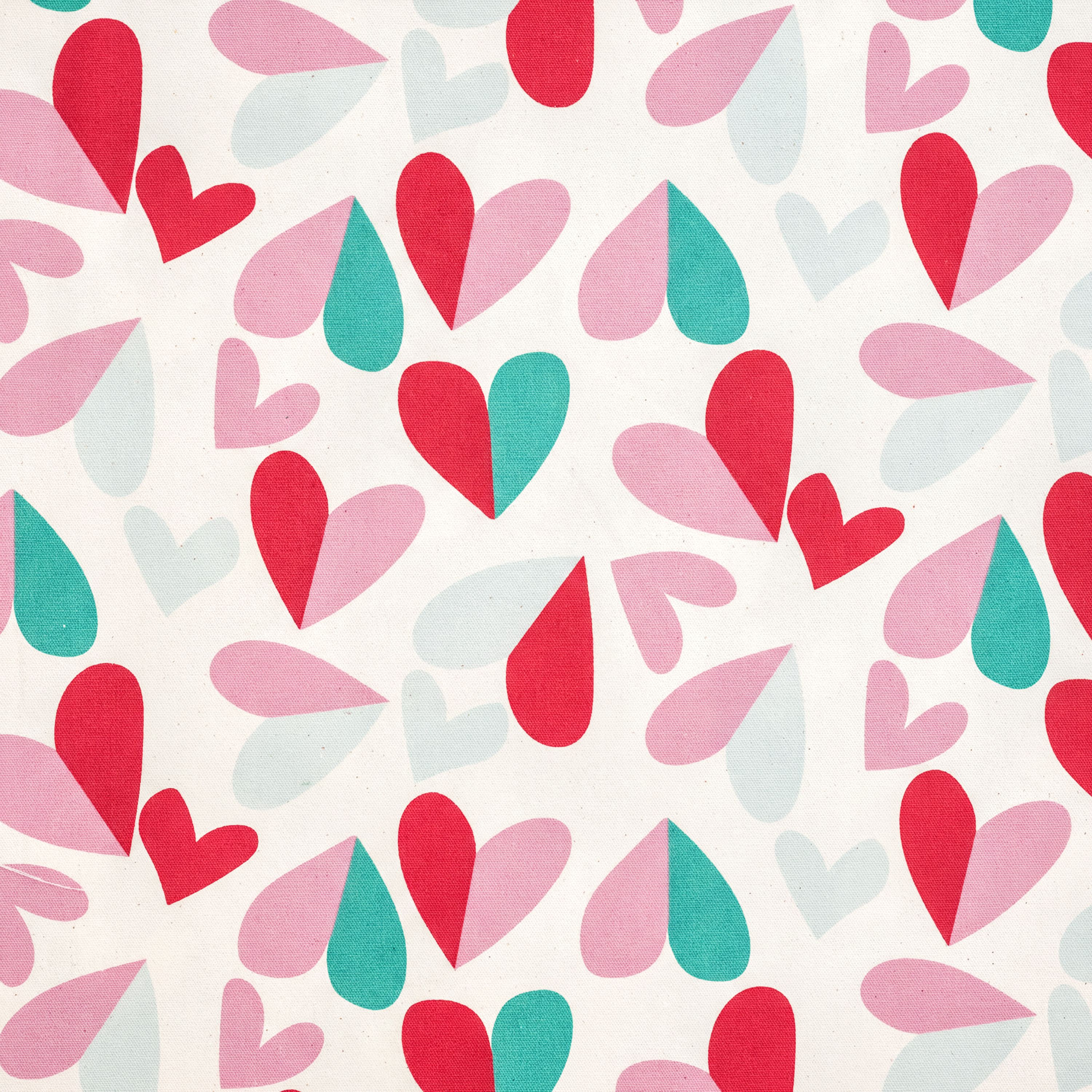 a repeating pattern of pink and green hearts on a white background.