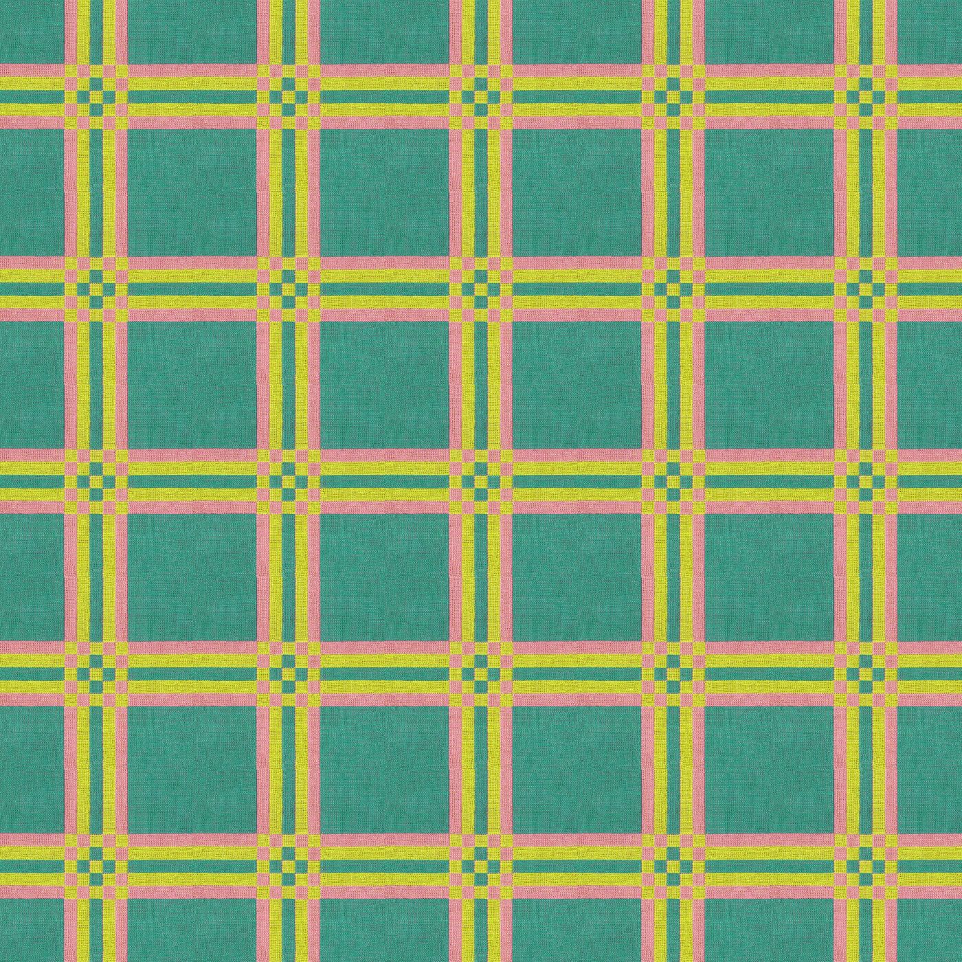 a repeating pattern of green squares with yellow and pink diagonal stripes, creating a visually striking and geometric design.