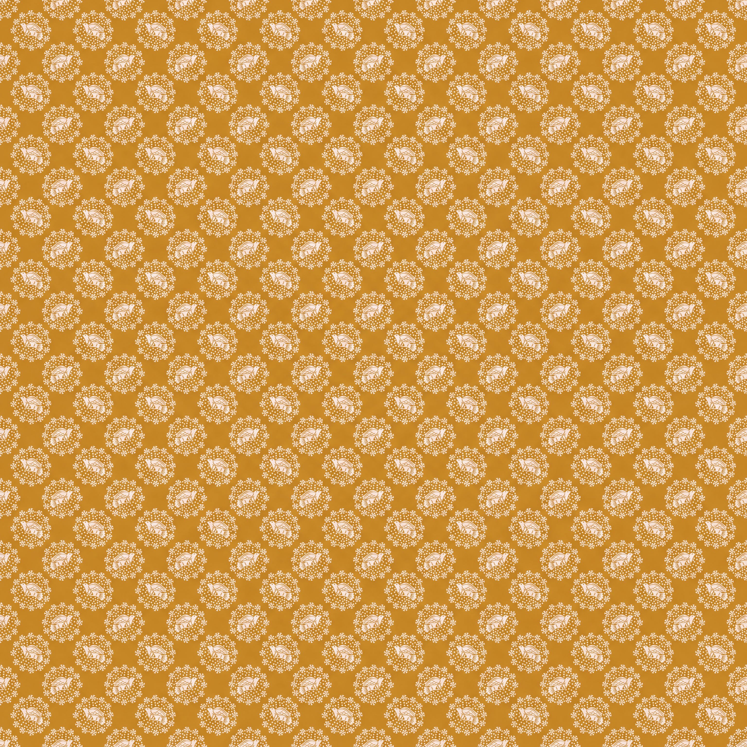 a repeating pattern of small white circles or shapes on a golden background.