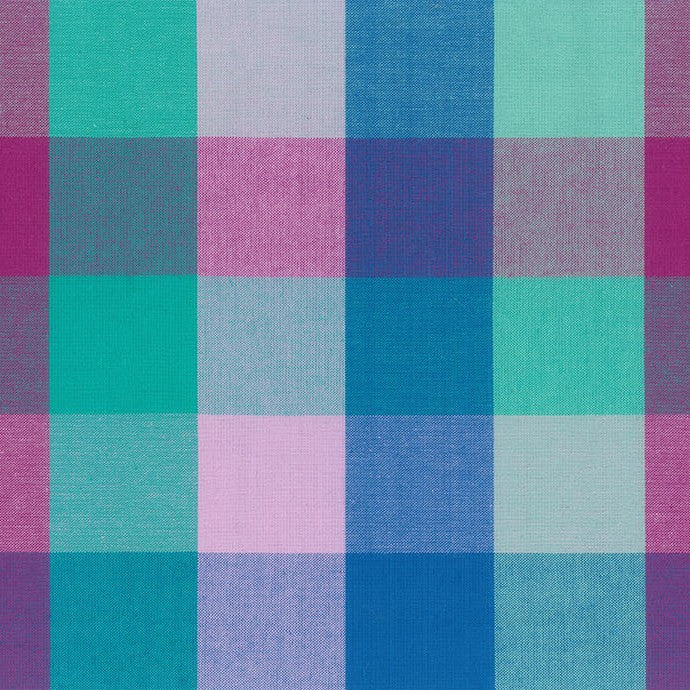 a vibrant and colorful checkered pattern with squares in various shades of blue, pink, and purple.