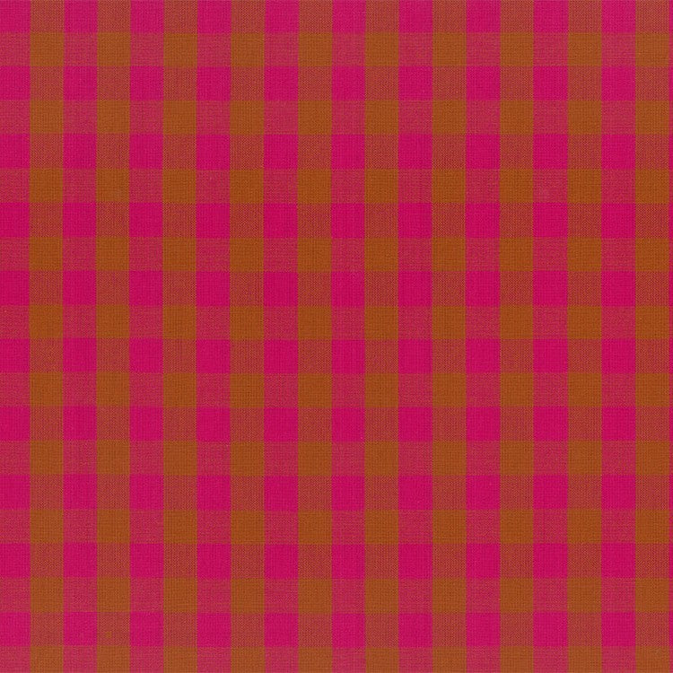a repeating pattern of pink and brown squares, creating a visually striking and vibrant design.