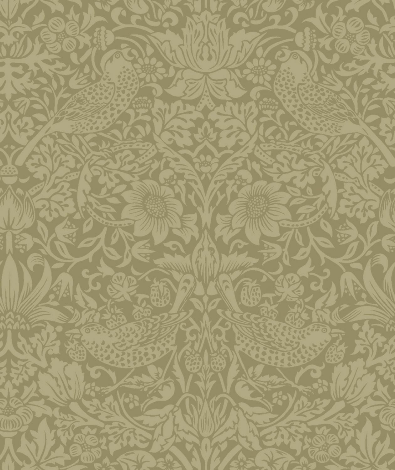 a repeating pattern of birds and flowers in a floral design.