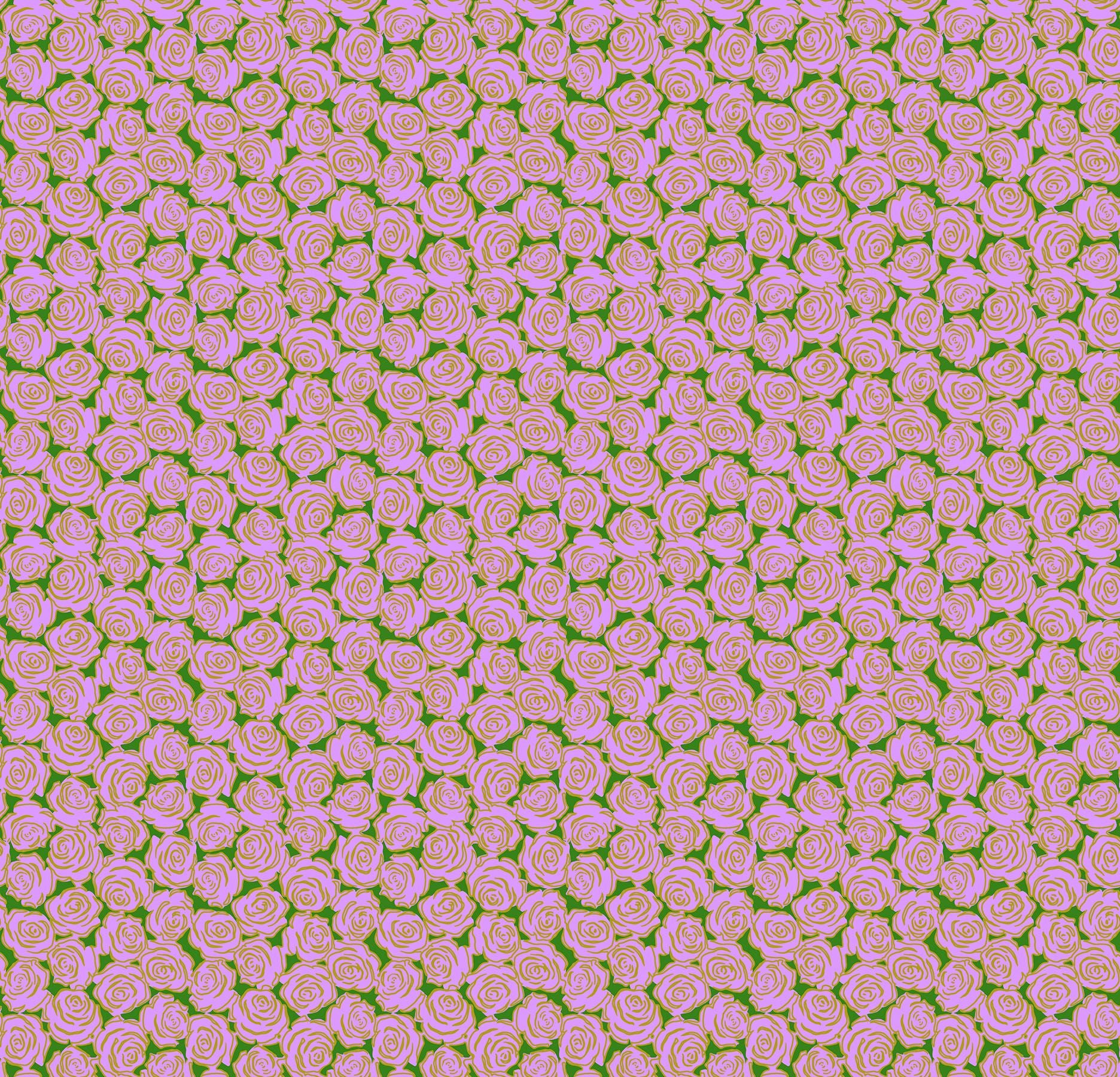 a repeating pattern of pink and green roses.