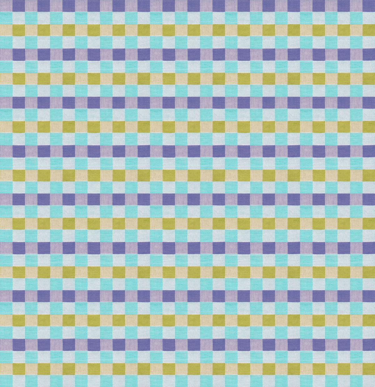 a repeating pattern of squares in various shades of blue, purple, and yellow.