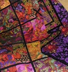 LAKE BLOSSOMS in Black GP93, Kaffe Fassett Fabric, Free Spirit Fabrics, Kaffe Quilt, Quilting Fabric, Cotton Fabric, Fabric By the Yard