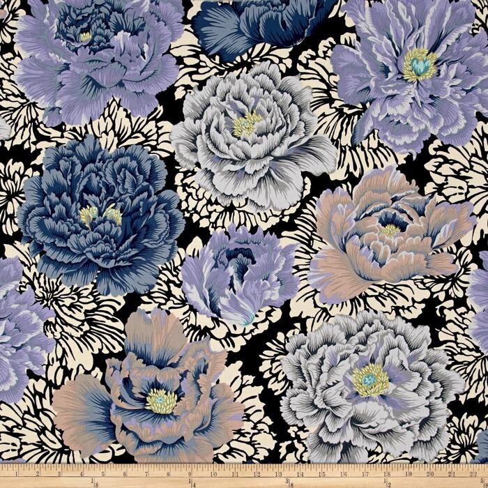 Brocade Peony - Grey