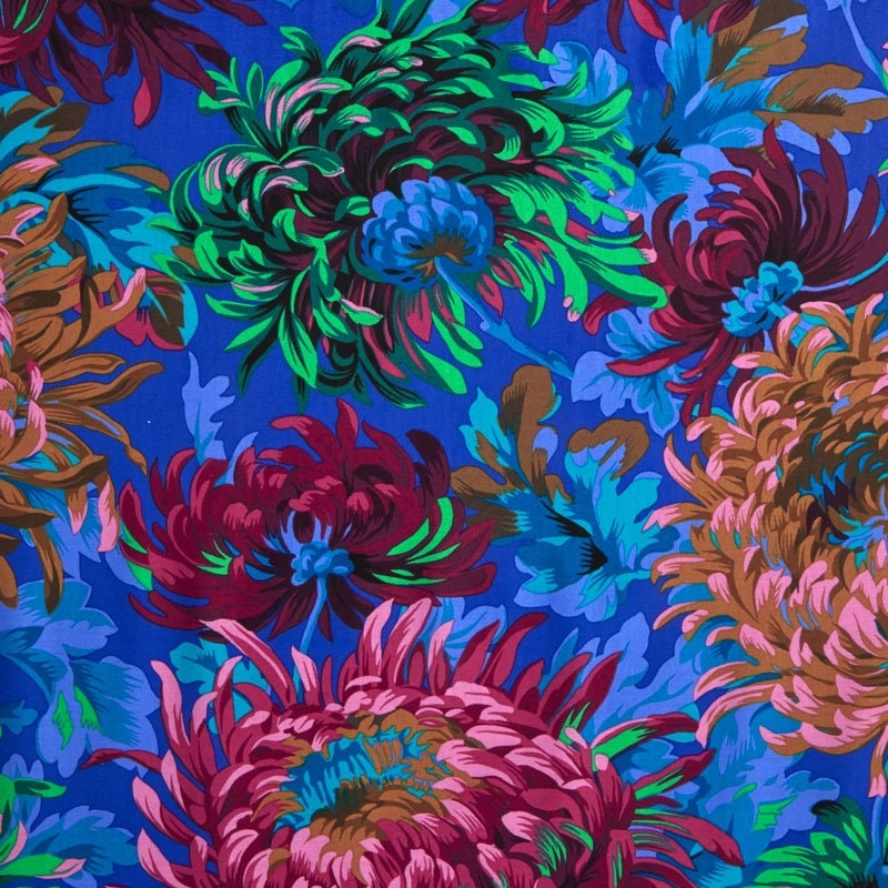 Shaggy Cobalt PWPJ072, Kaffe Fassett Fabric, Philip Jacobs, Quilt Fabric, Cotton Fabric, Floral, Large Print Fabric, Fabric By The Yard