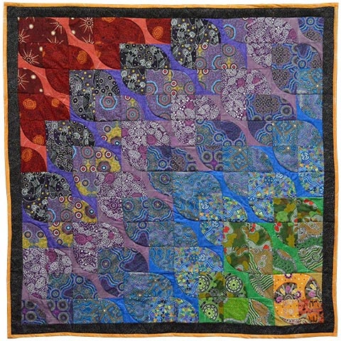 Yallaroo Blue, Australian Fabric, June Smith, Aboriginal Fabric, Quilt Fabric, Large Print Fabric, Ethnic Fabric, Cotton Fabric By The Yard
