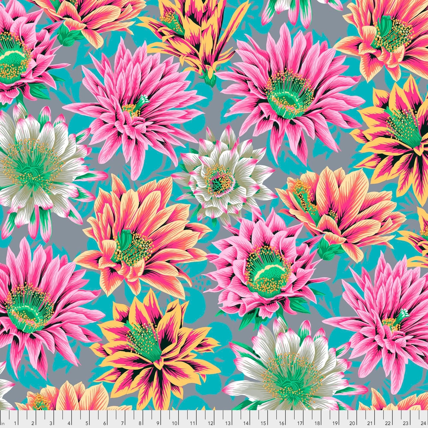 Kaffe Fassett CACTUS FLOWER Tawny PWPJ096 Philip Jacobs, Free Spirit Fabric, Quilt Fabric, Cotton Fabric, Quilting, Fabric By The Yard