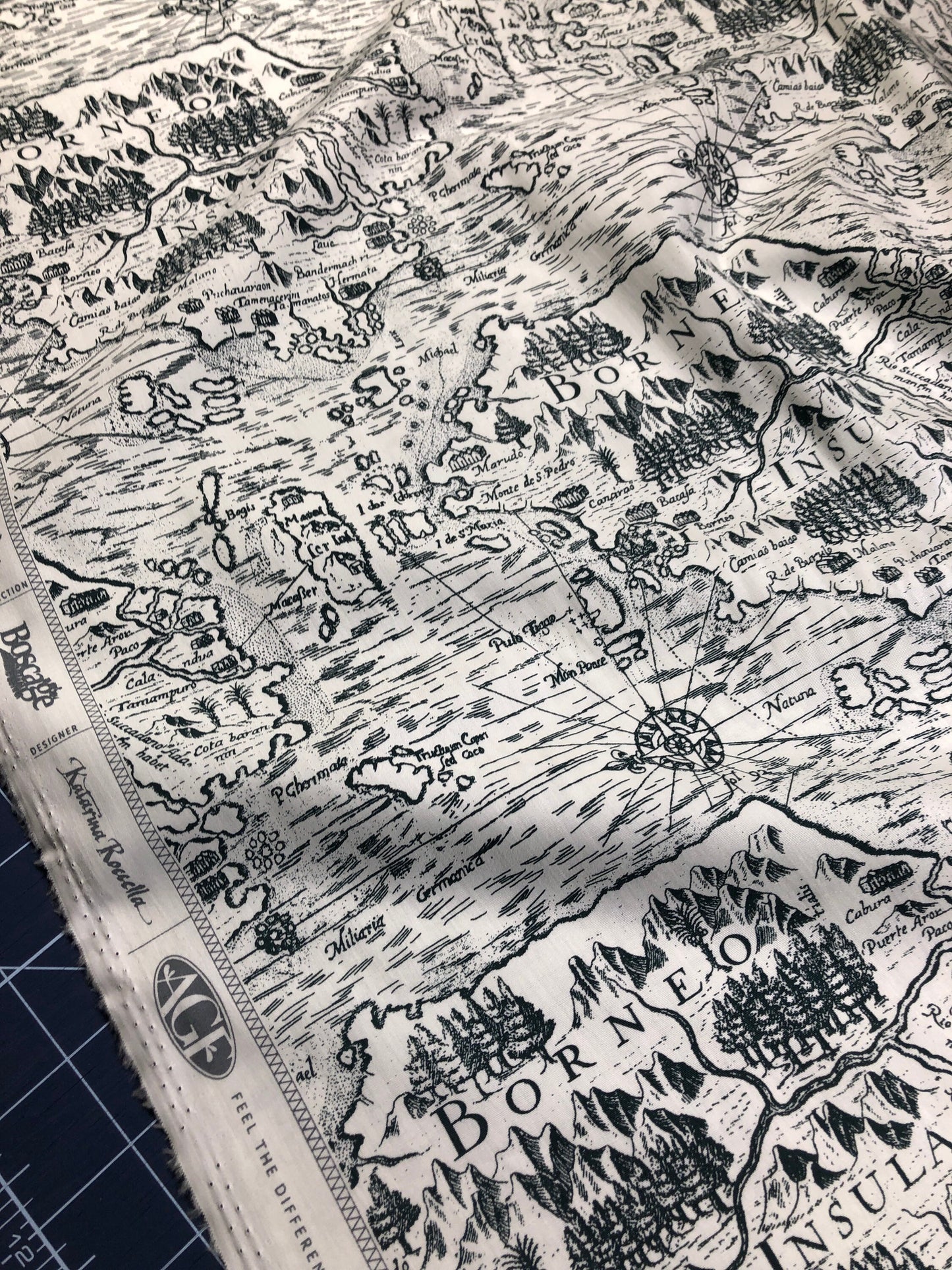 Art Gallery Fabrics BOSCAGE Borneo Imprint BSC-39904, Katarina Roccella, Quilt Fabric, Cotton Fabric, Map Fabric, Fabric By The Yard