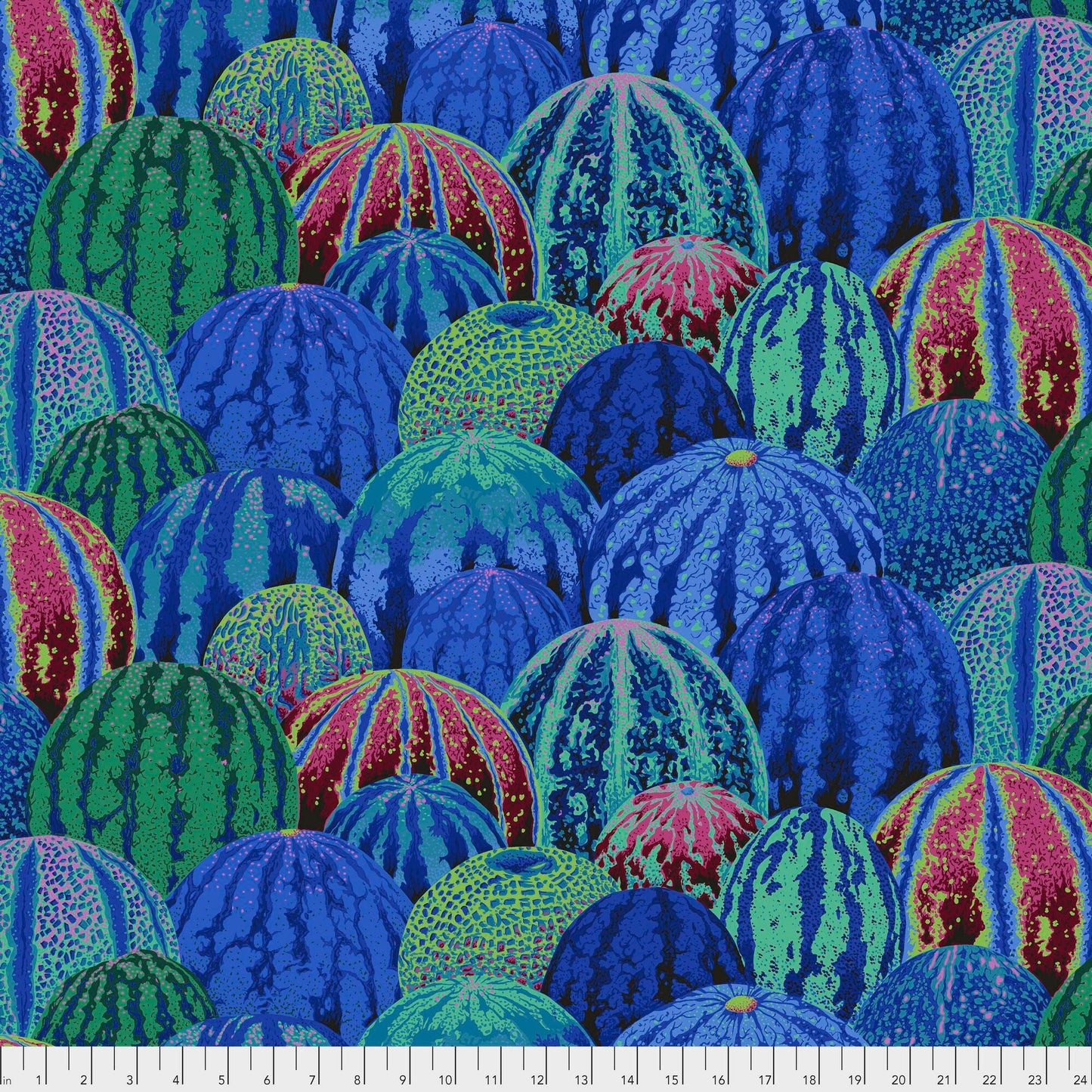 Watermelons BLUE PWPJ103, Philip Jacobs Kaffe Fassett Fabric, Free Spirit Fabric, Quilt Fabric, Cotton Fabric, Purple Fabric By The Yard
