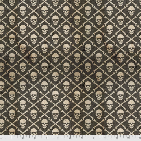 Tim Holtz Regions Beyond Crossbones Black Fabric, PWTH150