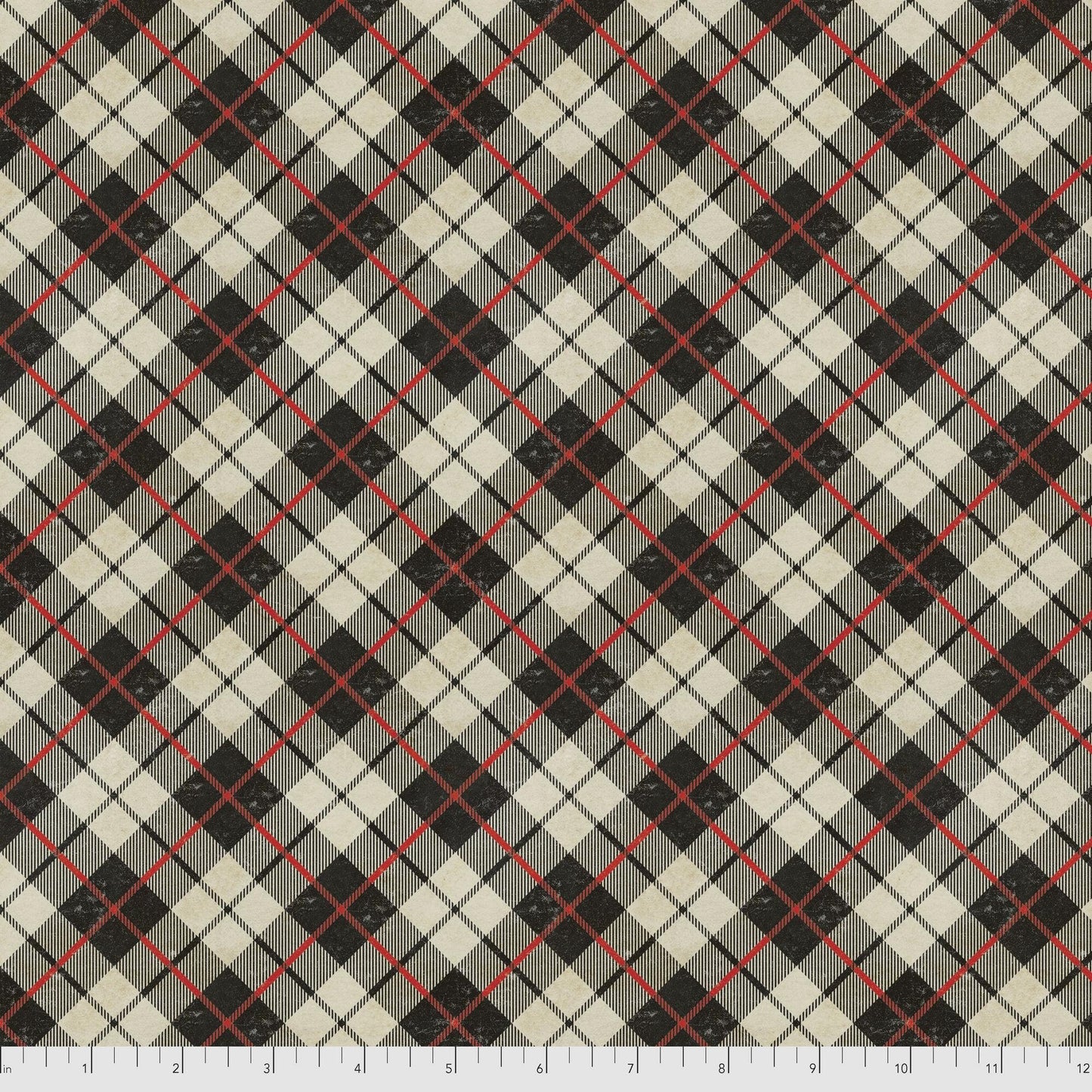 Tim Holtz Christmastime Plaid Neutral Fabric PWTH167