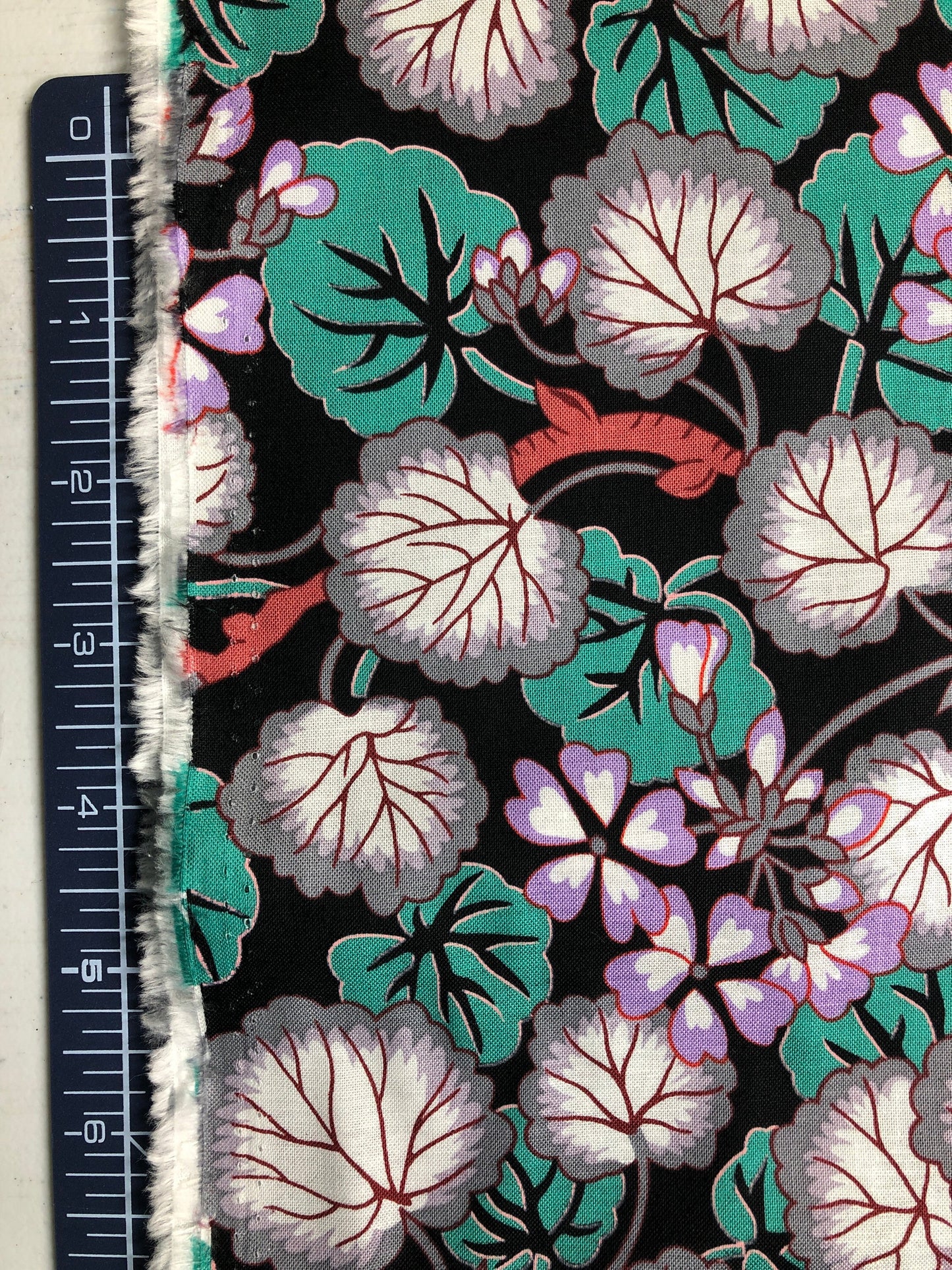 Climbing Geraniums Black PWPJ110, Kaffe Fassett, Philip Jacobs, Quilt Fabric, Cotton Fabric, Quilting Fabric, Floral, Fabric By The Yard