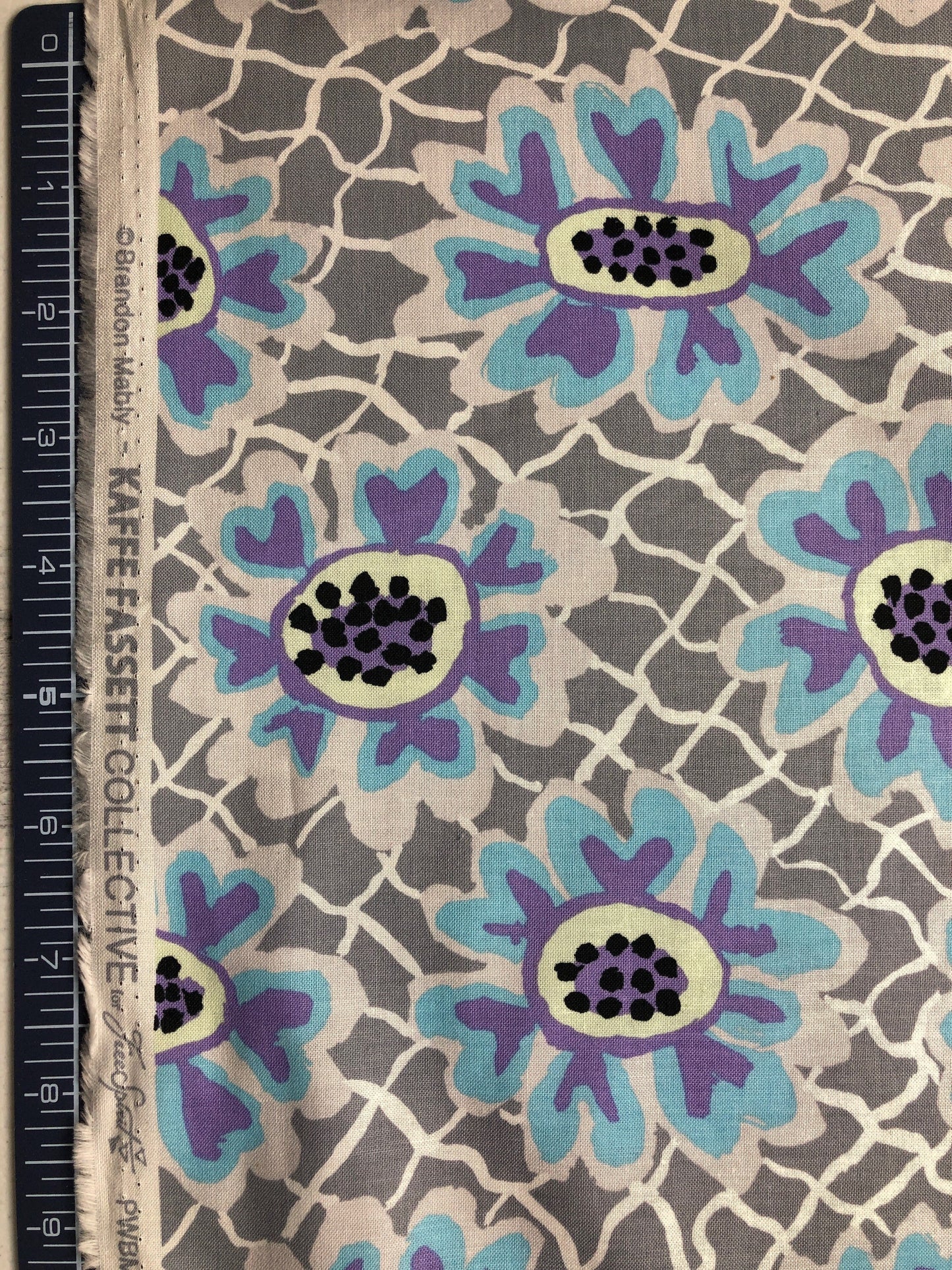 Flower Net Grey PWBM081, Kaffe Fassett, Brandon Mably, Quilt Fabric, Cotton Fabric, Quilting Fabric, Floral Fabric, Fabric By The Yard