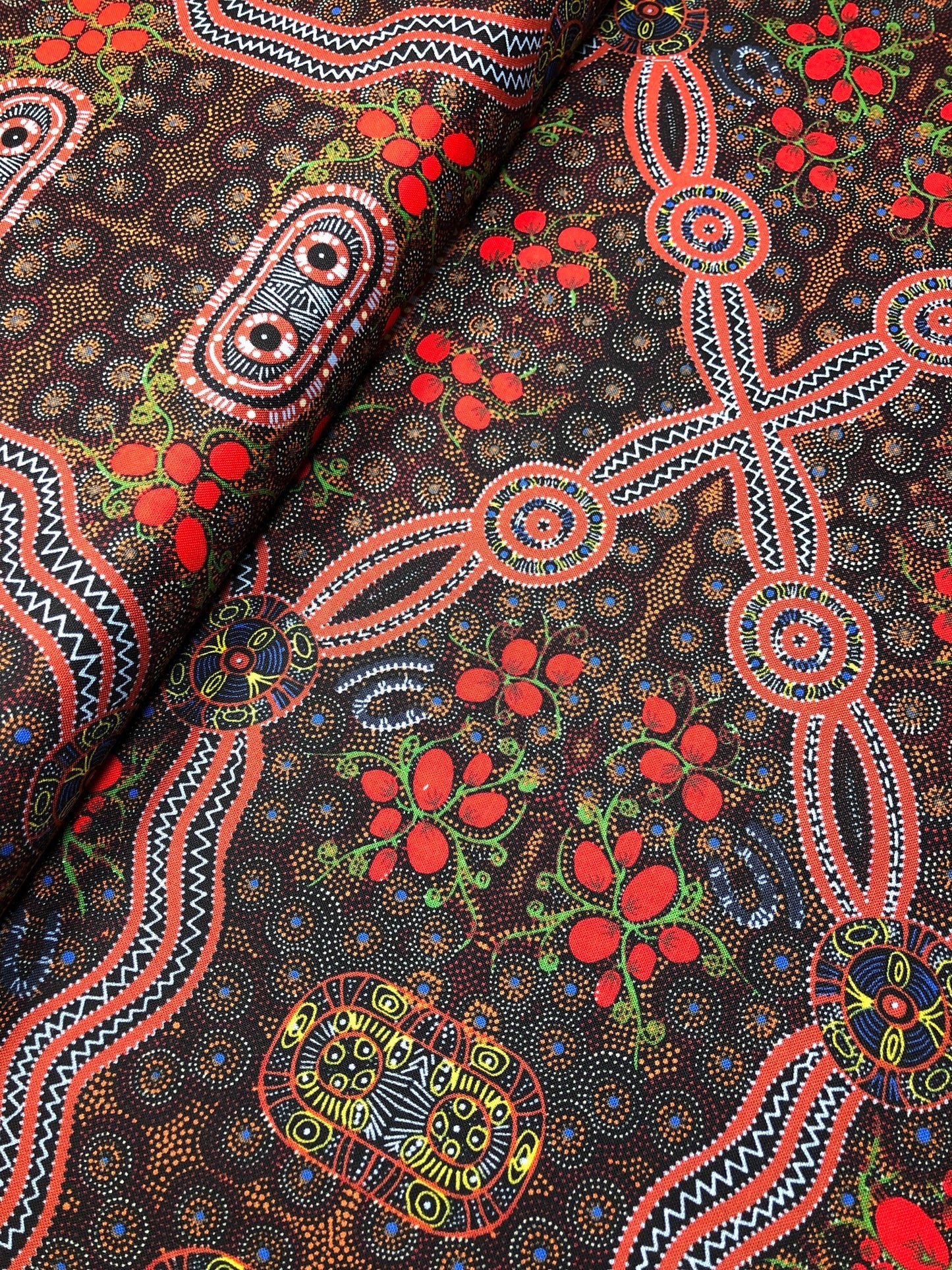 Bush Food Red, Australian Fabric, Quilt Fabric, Cotton Fabric, Aboriginal Fabric, Quilting Fabric, Fiber Art, Australia, Fabric By The Yard