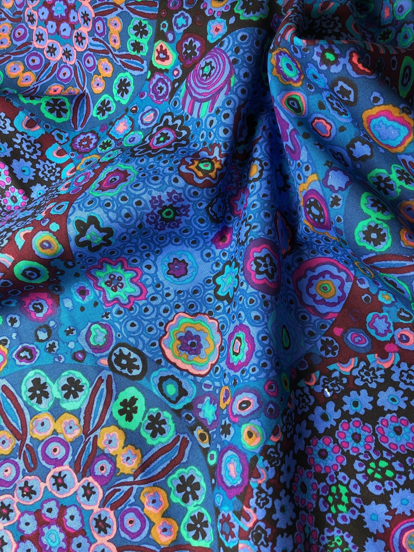 Millefiore in BLUE PWGP092, Kaffe Fassett Fabric, Free Spirit Fabrics, Kaffe Blue, Quilting Fabric, Quilt Fabric, Fabric By the Yard