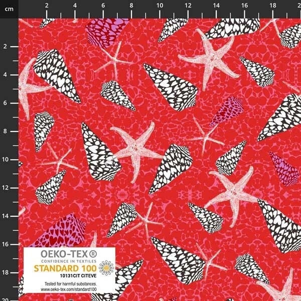 Stof of Denmark OCEAN JEWELS 4501-716 Starfish, Quilt Fabric, Cotton Fabric, Quilting Fabric, Nautical Fabric, Fabric By The Yard