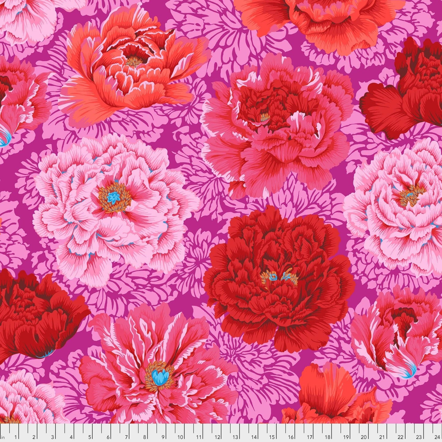 Kaffe Fassett Brocade Peony Hot PWPJ062 Philip Jacobs, Free Spirit Fabric, Quilt Fabric, Cotton Fabric, Quilting, Fabric By The Yard