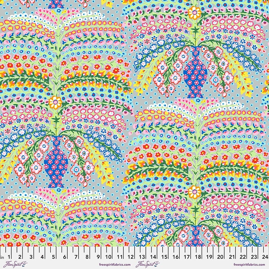 Persian Vase PWGP100 GREY, Kaffe Fassett Fabric, Philip Jacobs, Cotton Fabric, Quilting Fabric, Quilt Fabric, Fabric By The Yard