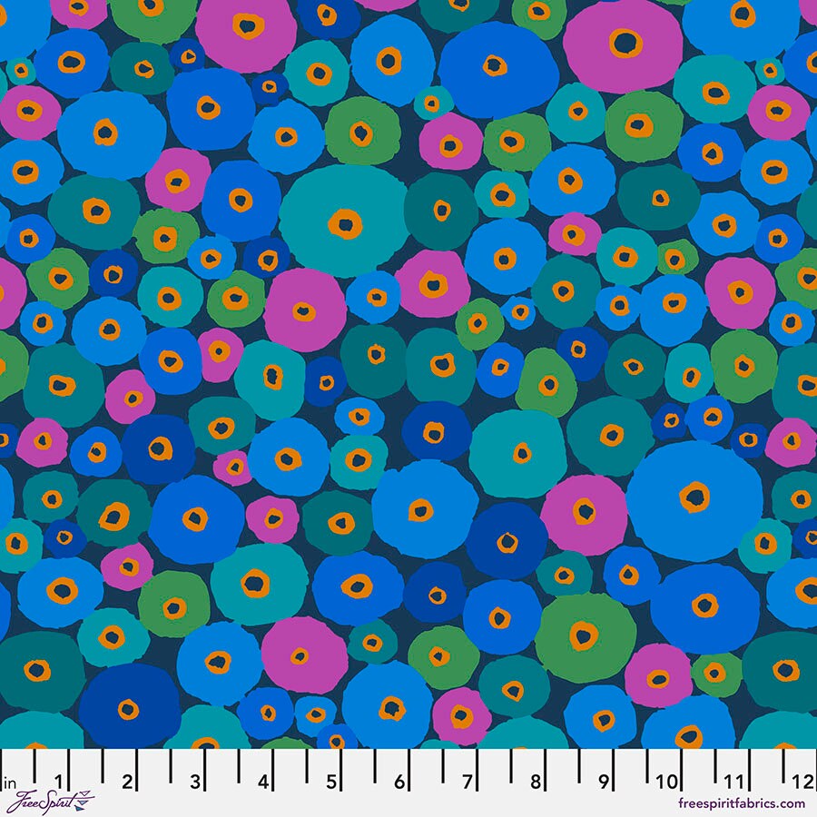 SPOOLS PWGP034 BLUE, Kaffe Fassett Fabric, Philip Jacobs, Cotton Fabric, Quilting Fabric, Quilt Fabric, Fabric By The Yard