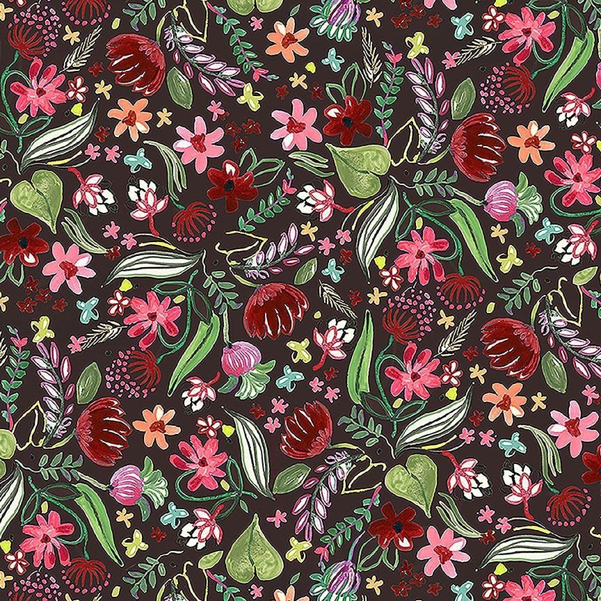 FOLKLORE FLORAL, Dear Stella 2355-Multi, Quilt Fabric, Cotton Fabric, Floral Fabric, Quilting Fabric, Folklore Fabric, Fabric By The Yard