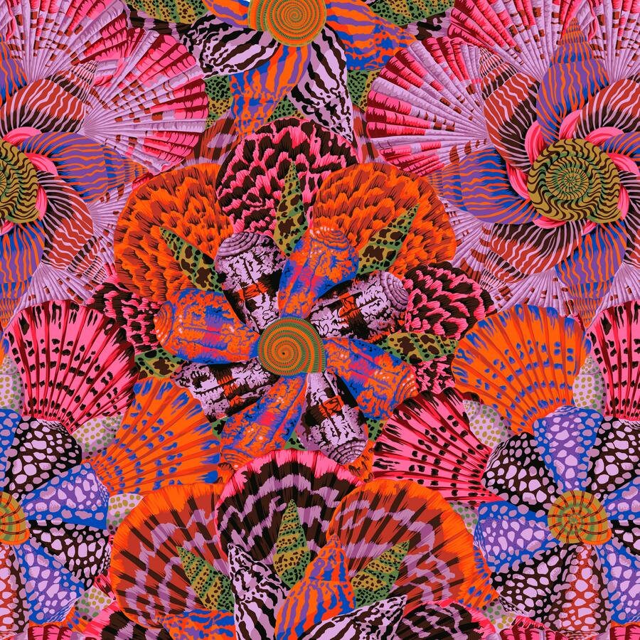 Kaffe Fassett SAILOR VALENTINE, PWPJ121.RED, Free Spirit, Philip Jacobs, Quilting Cotton, Quilt Fabric, Beach Decor, Fabric By The Yard