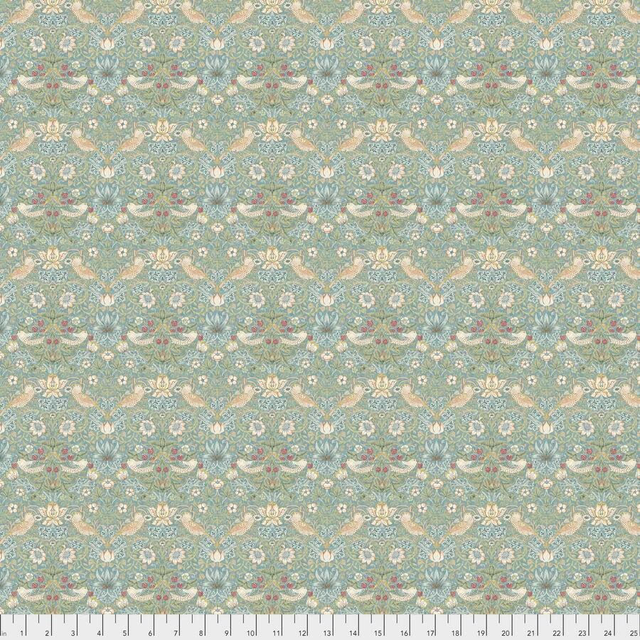 William Morris Kelmscott Mini Strawberry Thief PWWM002-Aqua Fabric