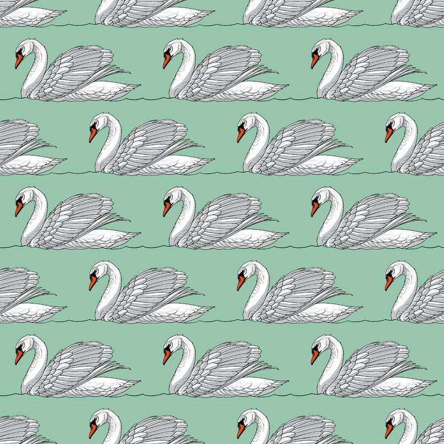 SWAN LAKE, PWRH053.Oasis, Rachel Hauer, Free Spirit, Quilting Cotton, Quilting Fabric, Turquoise Fabric, Bird Fabric, Fabric By The Yard