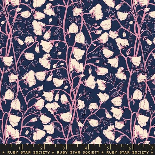 Sweet Peas, RS6033 14, Navy, VERBENA, Ruby Star Society, Jen Hewett, Quilt Fabric, Cotton Fabric, Floral Fabric, Fabric By The Yard