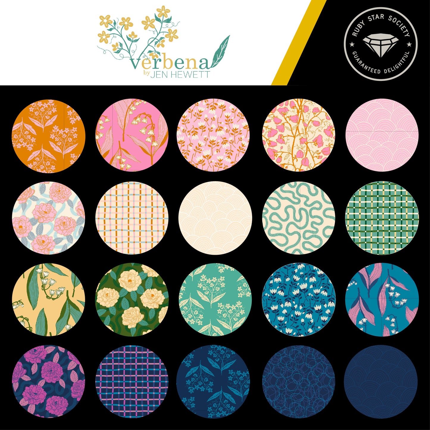 VERBENA 28 Fat Quarter Bundle Jen Hewett for Ruby Star Society, Moda Fabrics, Quilt Fabric, Cotton Fabric, Floral Fabric, 28 FQs